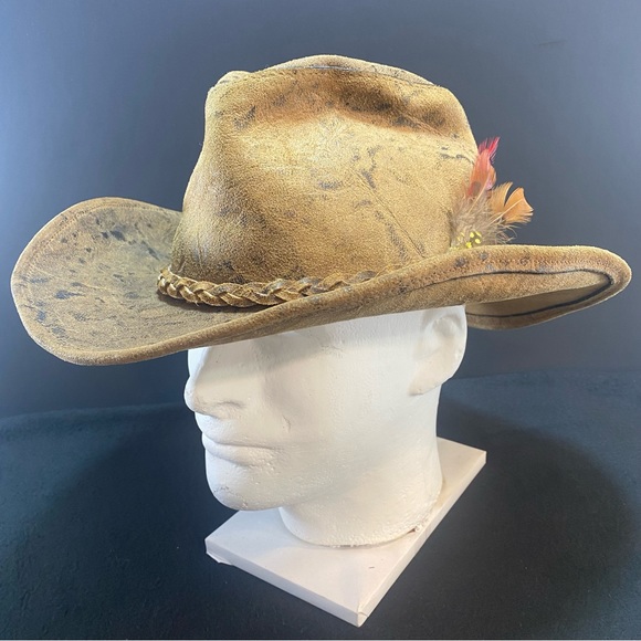 Leather Indiana Jones Style Cowboy Hat - Picture 2 of 11